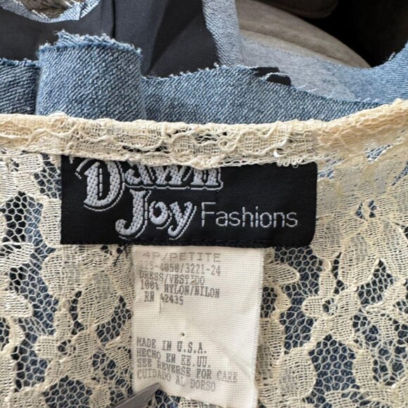 Vintage Dawn Joy Cream Lace Button Front Midi Dress Petite - Picture 7 of 7